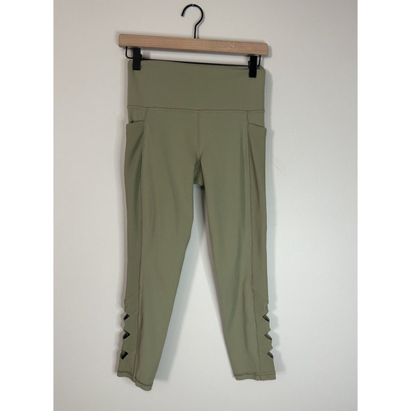 Athleta Pants - Athleta Women Salutation Stash Pocket Cutout 7/8 Tight 657523 Sage Green S